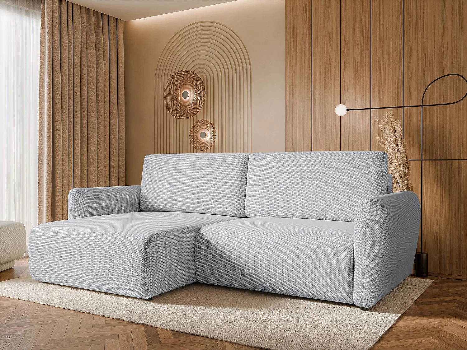 Canapé d'angle Temple 131, Bleu, Disponible, 234x140x81cm
