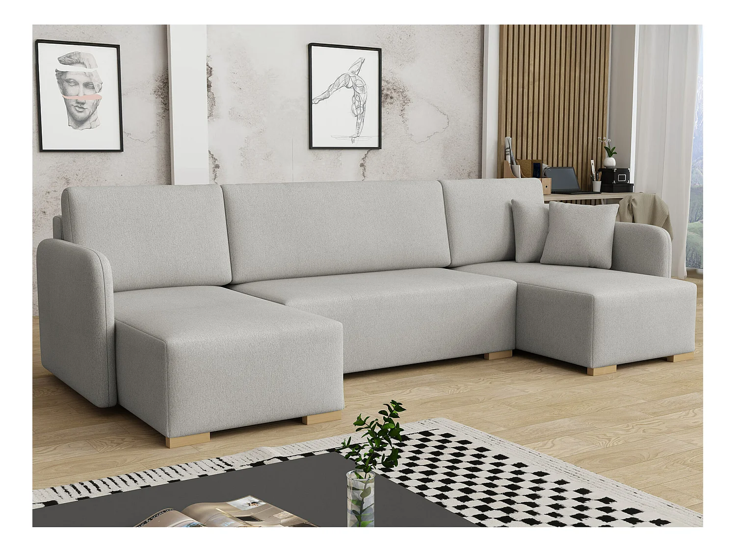 Canapé d'angle Columbus 246, Gris, Fonction de couchage, Boîte de literie, 292x140x85cm