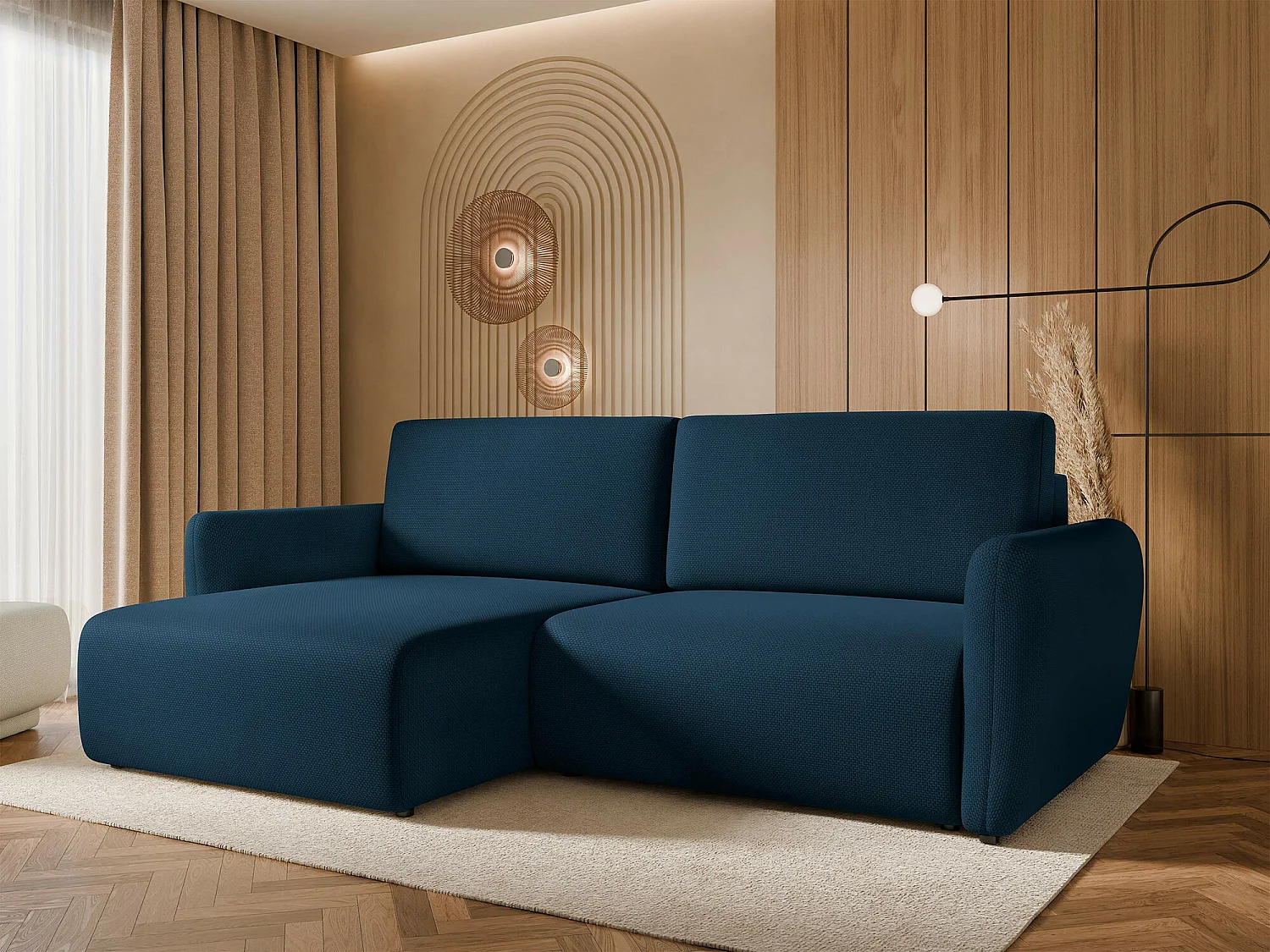 Canapé d'angle Temple 131, Bleu, Disponible, 234x140x81cm