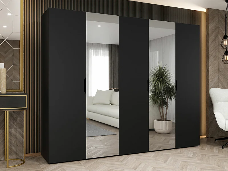 Armario Hartford 516, Negro, 202x250x50cm, Puertas de armario: Con bisagras