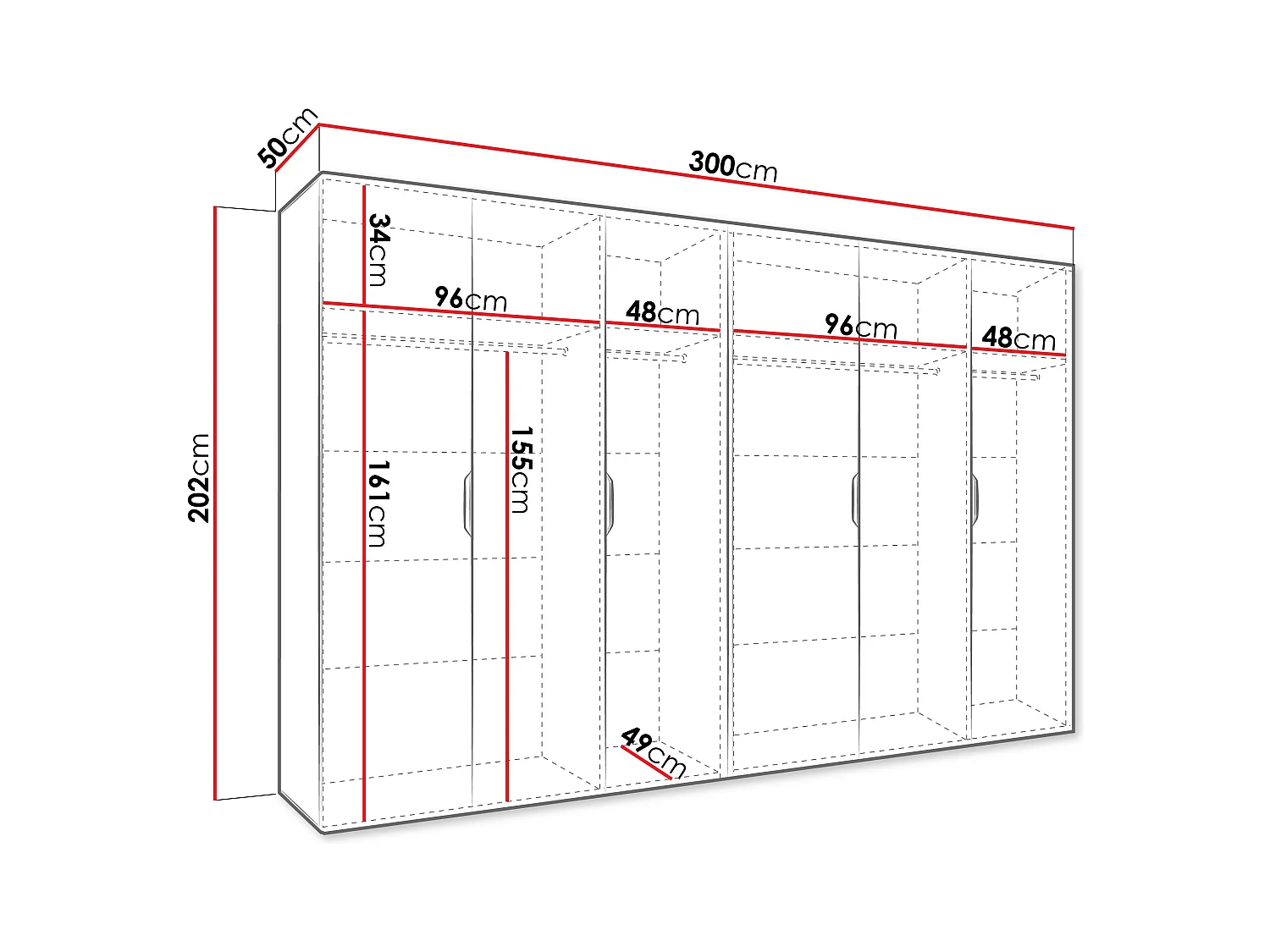 Armario Hartford 518, Cachemira, 202x300x50cm, Puertas de armario: Con bisagras