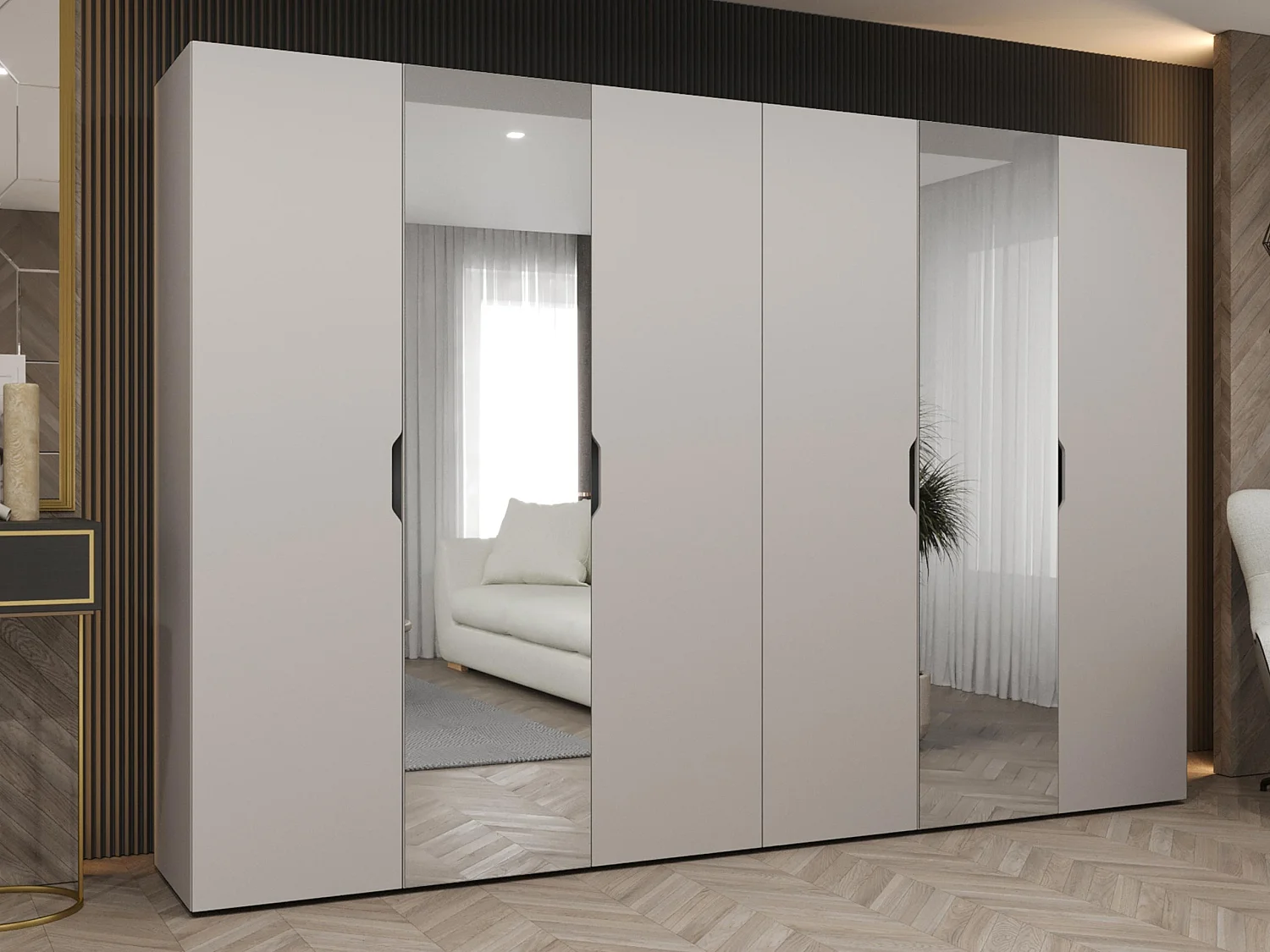 Armoire Hartford 518, Cachemire, 202x300x50cm, Portes d'armoire: Avec des charnières