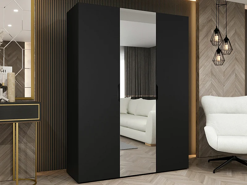 Armario Hartford 512, Negro, 202x150x50cm, Puertas de armario: Con bisagras