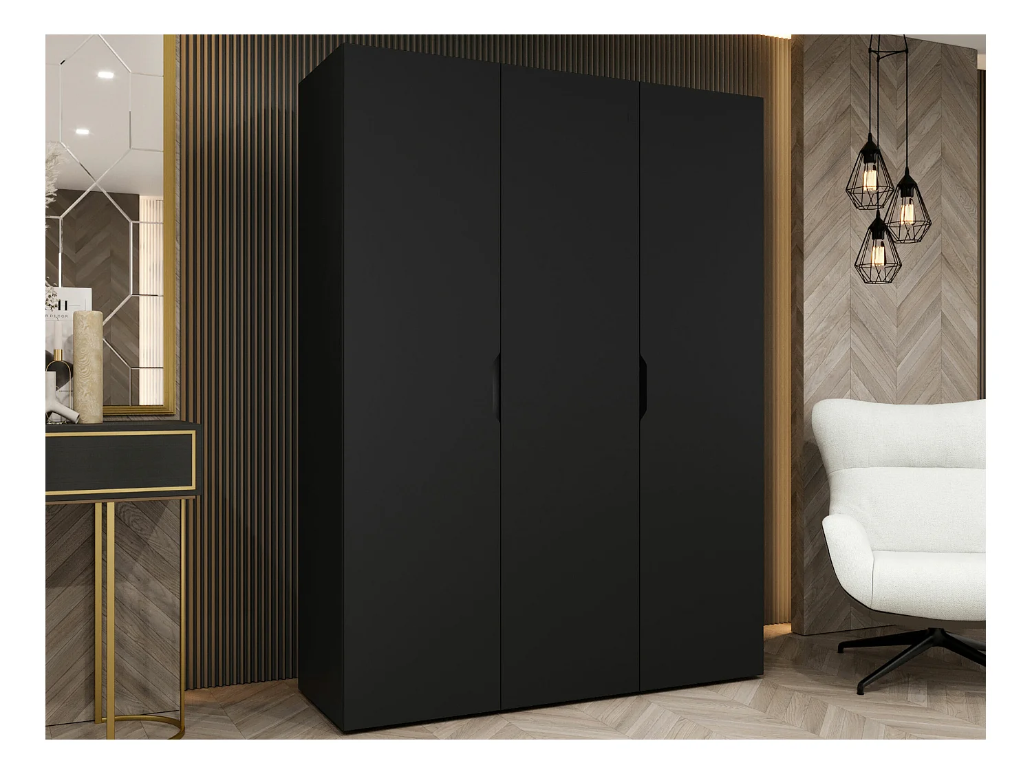 Armario Hartford 511, Negro, 202x150x50cm, Puertas de armario: Con bisagras