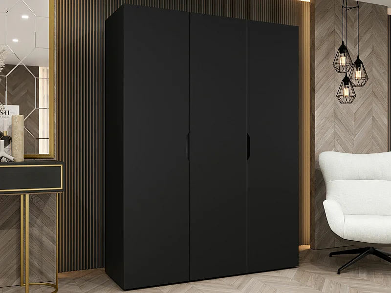 Armario Hartford 511, Negro, 202x150x50cm, Puertas de armario: Con bisagras