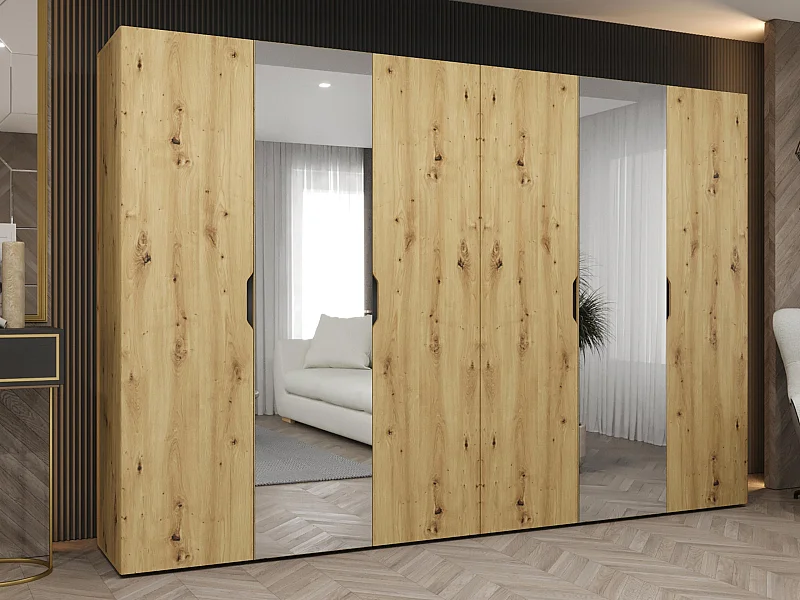 Armario Hartford 518, Roble Artisan, 202x300x50cm, Puertas de armario: Con bisagras