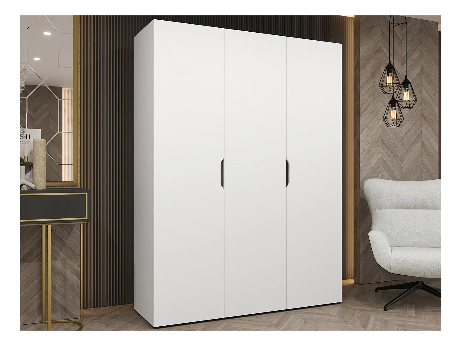 Armoire Hartford 511, Blanc, 202x150x50cm, Portes d'armoire: Avec des charnières