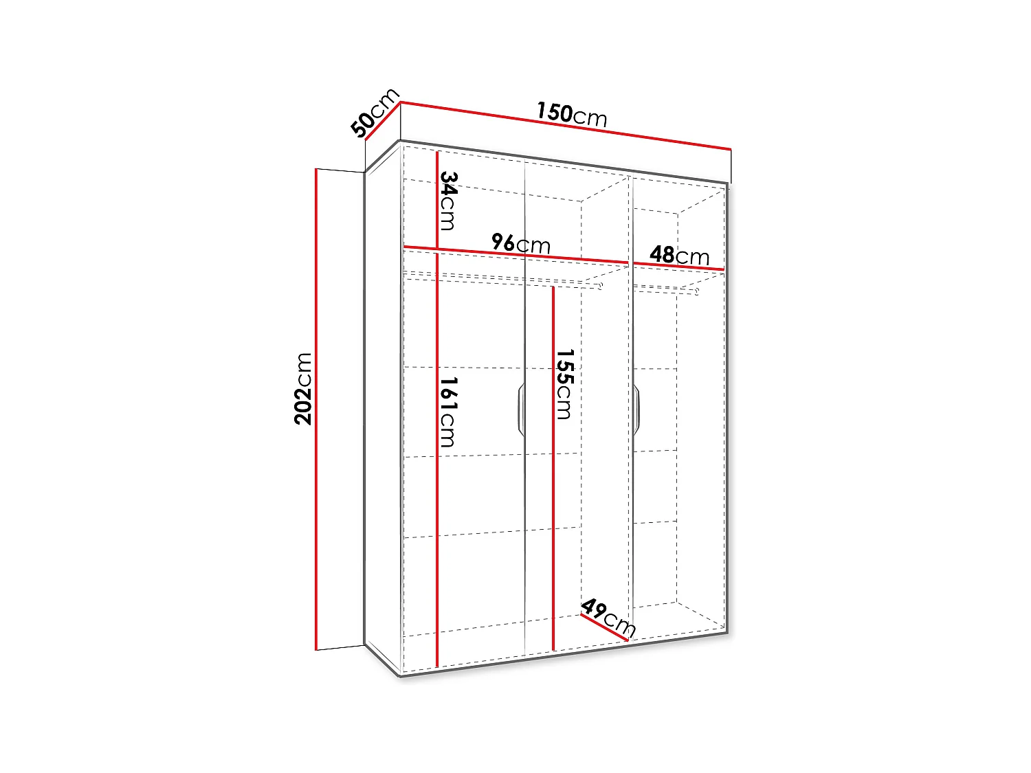 Armoire Hartford 511, Chêne Artisan, 202x150x50cm, Portes d'armoire: Avec des charnières
