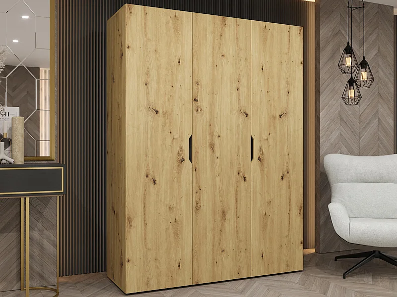 Armario Hartford 511, Roble Artisan, 202x150x50cm, Puertas de armario: Con bisagras