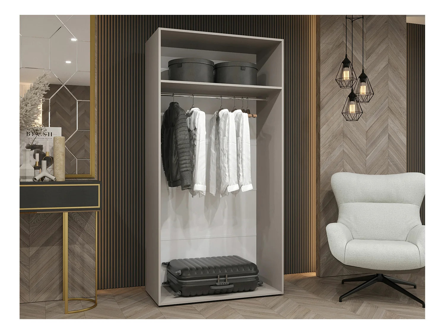 Armario Hartford 510, Roble Artisan, 202x100x50cm, Puertas de armario: Con bisagras