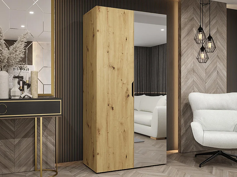 Armario Hartford 510, Roble Artisan, 202x100x50cm, Puertas de armario: Con bisagras