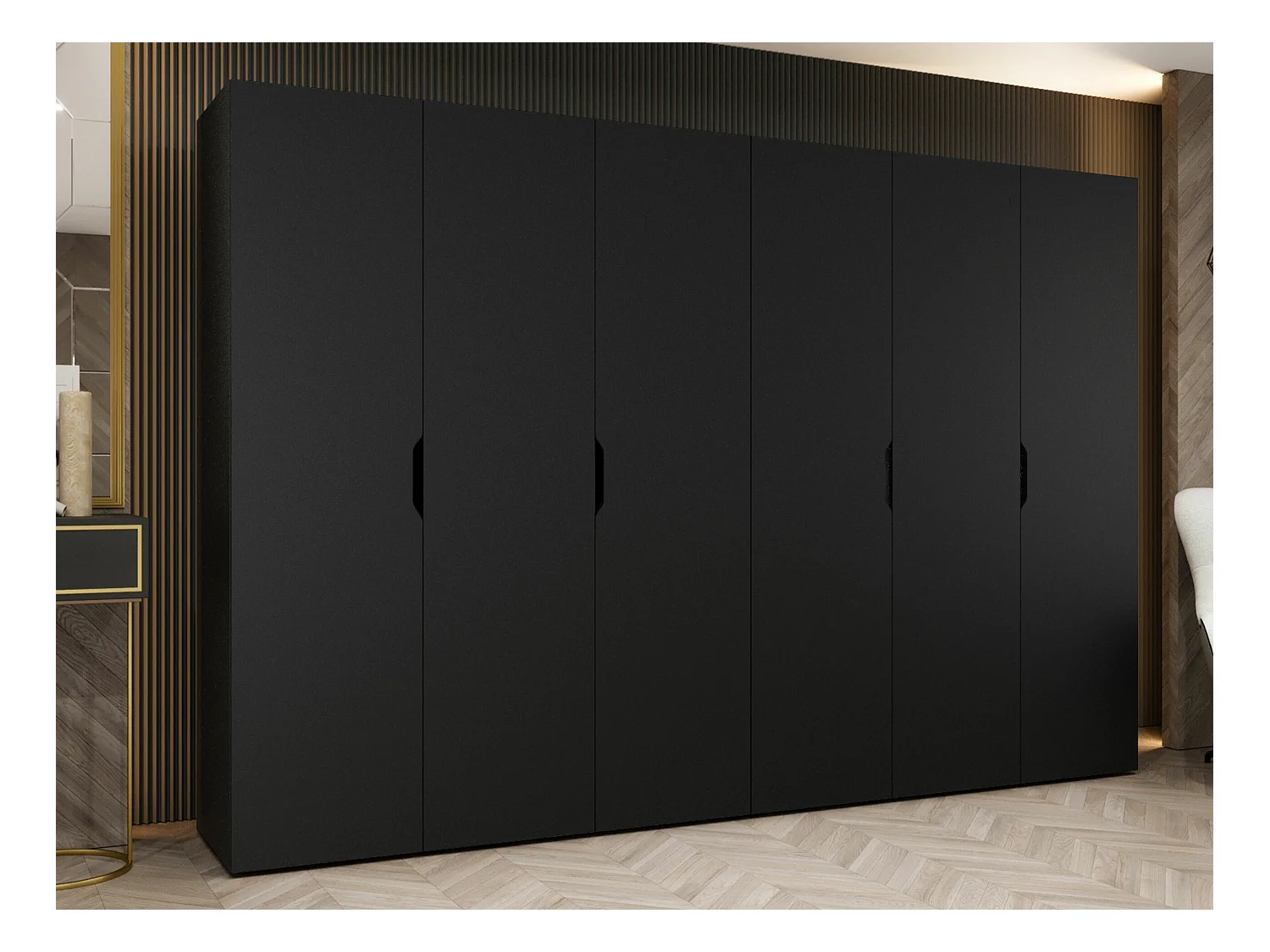 Armario Hartford 517, Negro, 202x300x50cm, Puertas de armario: Con bisagras