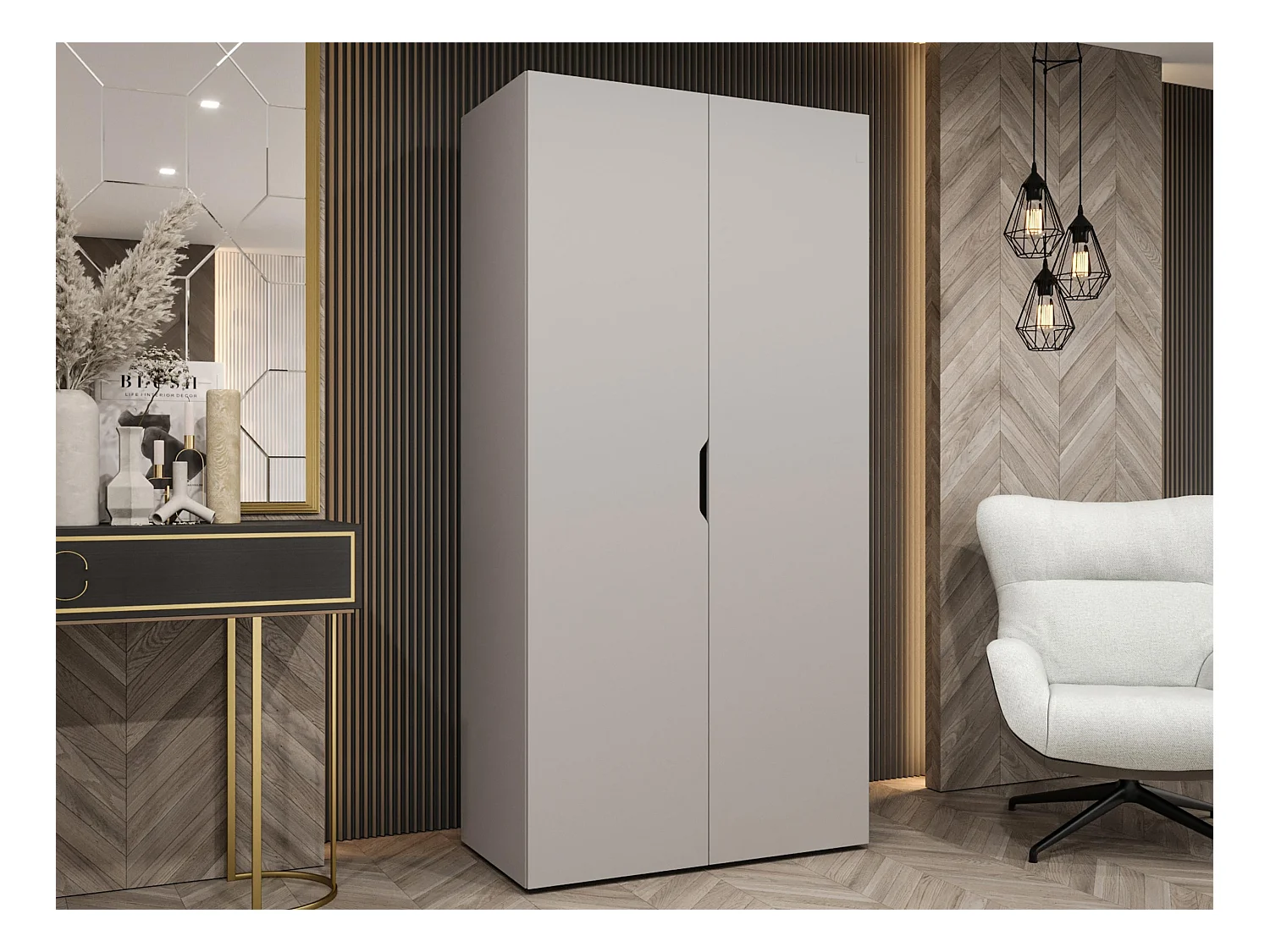 Armoire Hartford 509, Cachemire, 202x100x50cm, Portes d'armoire: Avec des charnières