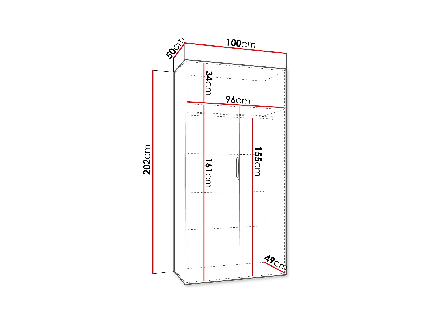 Armoire Hartford 509, Cachemire, 202x100x50cm, Portes d'armoire: Avec des charnières