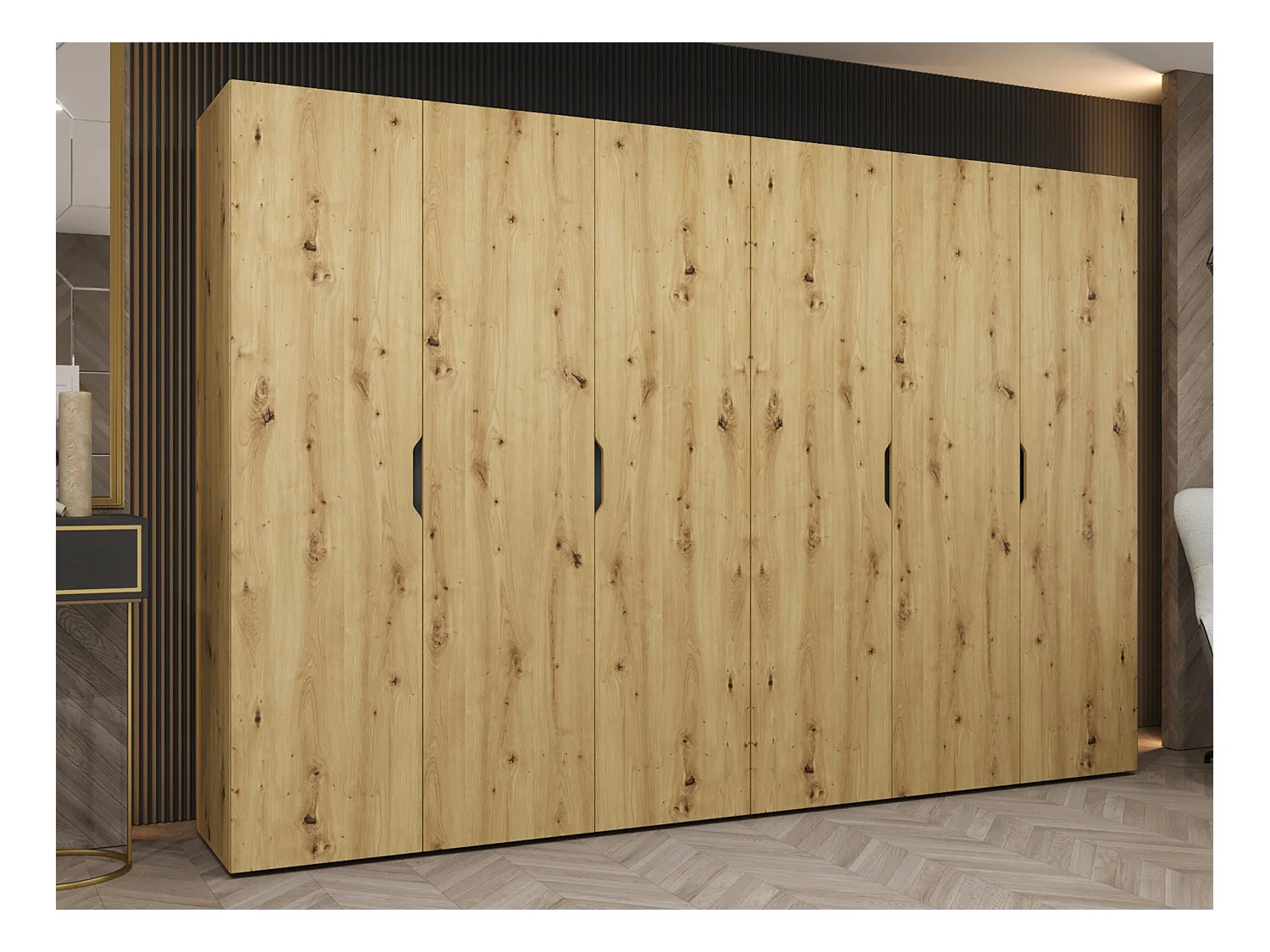 Armoire Hartford 517, Chêne Artisan, 202x300x50cm, Portes d'armoire: Avec des charnières