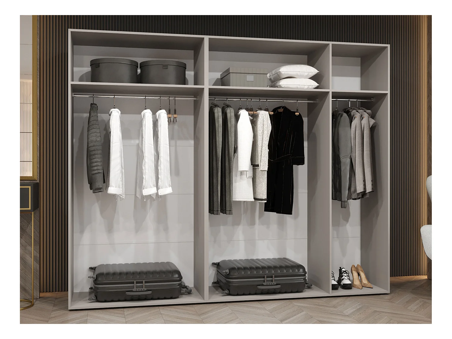 Armario Hartford 515, Blanco, 202x250x50cm, Puertas de armario: Con bisagras