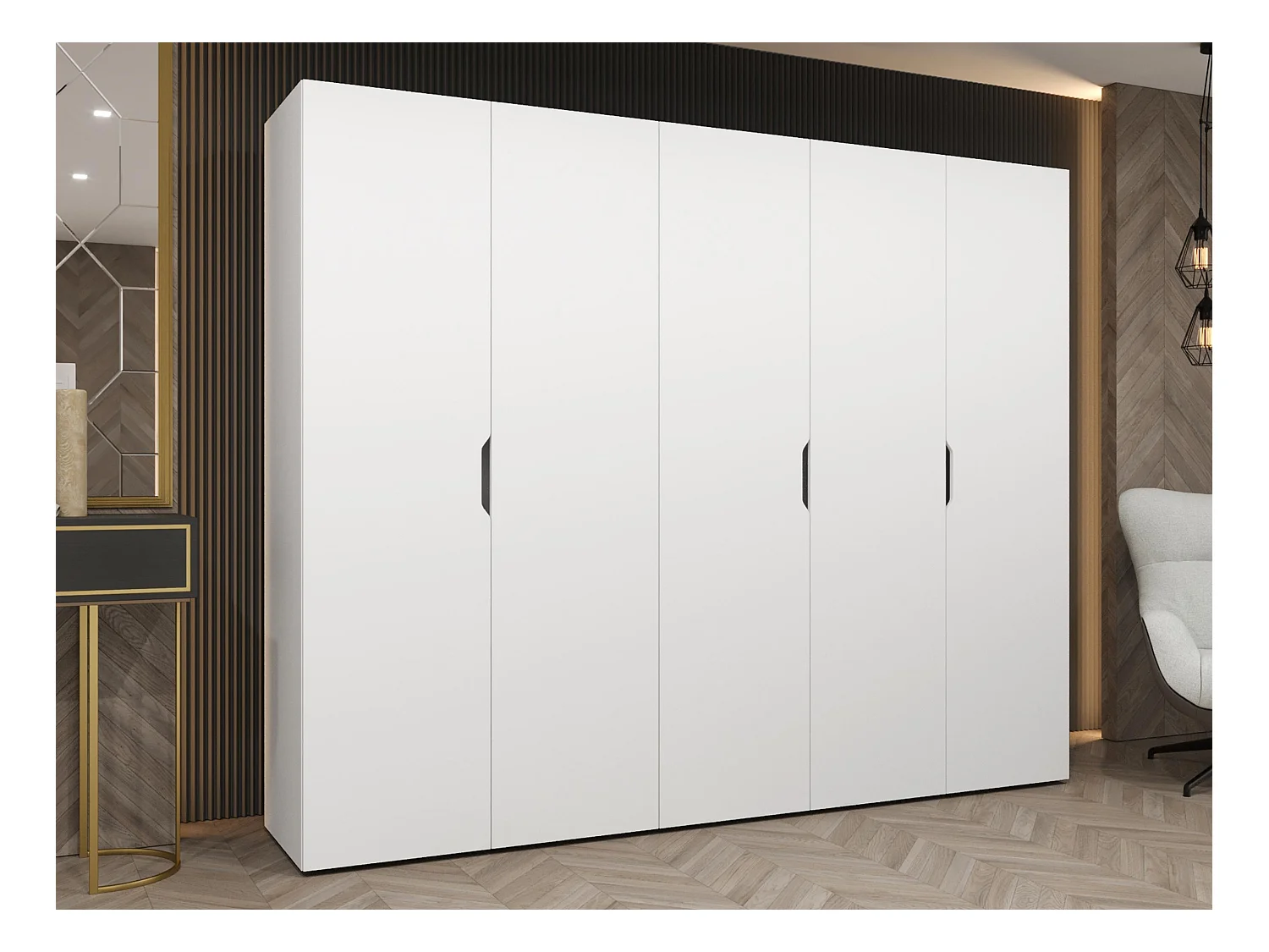 Armoire Hartford 515, Blanc, 202x250x50cm, Portes d'armoire: Avec des charnières