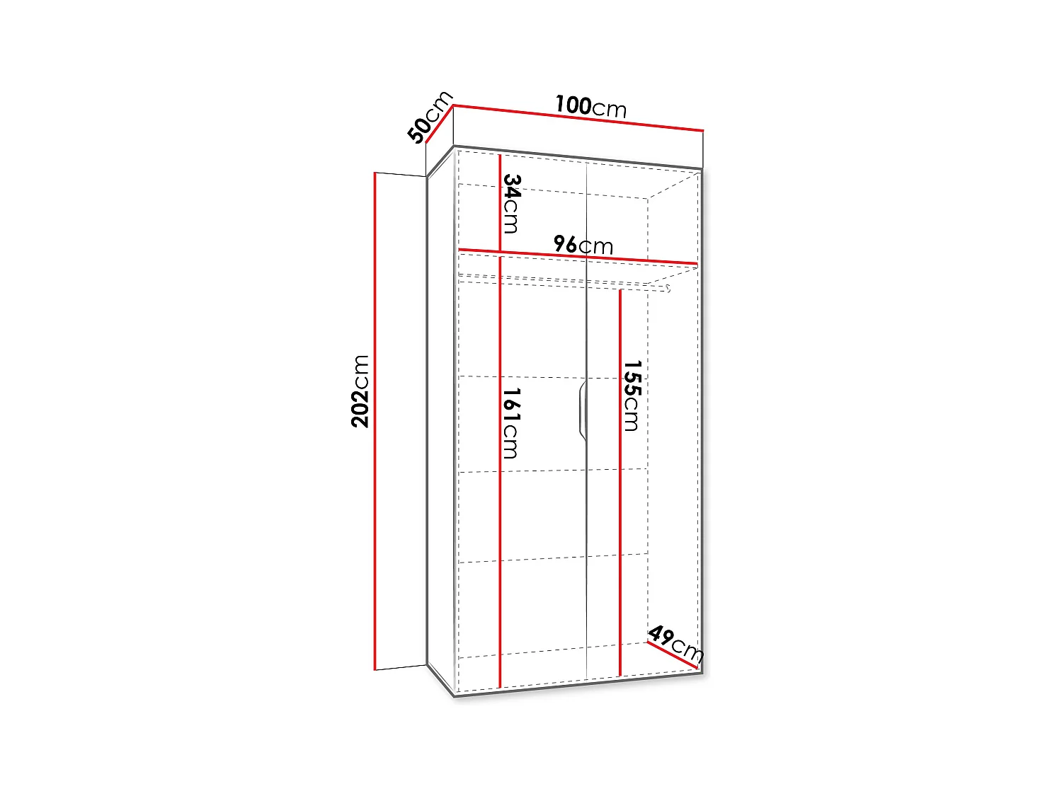 Armario Hartford 510, Blanco, 202x100x50cm, Puertas de armario: Con bisagras