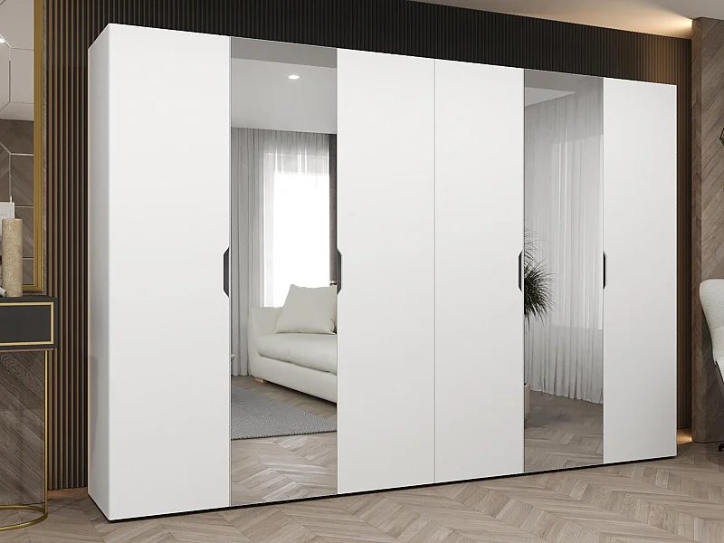 Armario Hartford 518, Blanco, 202x300x50cm, Puertas de armario: Con bisagras