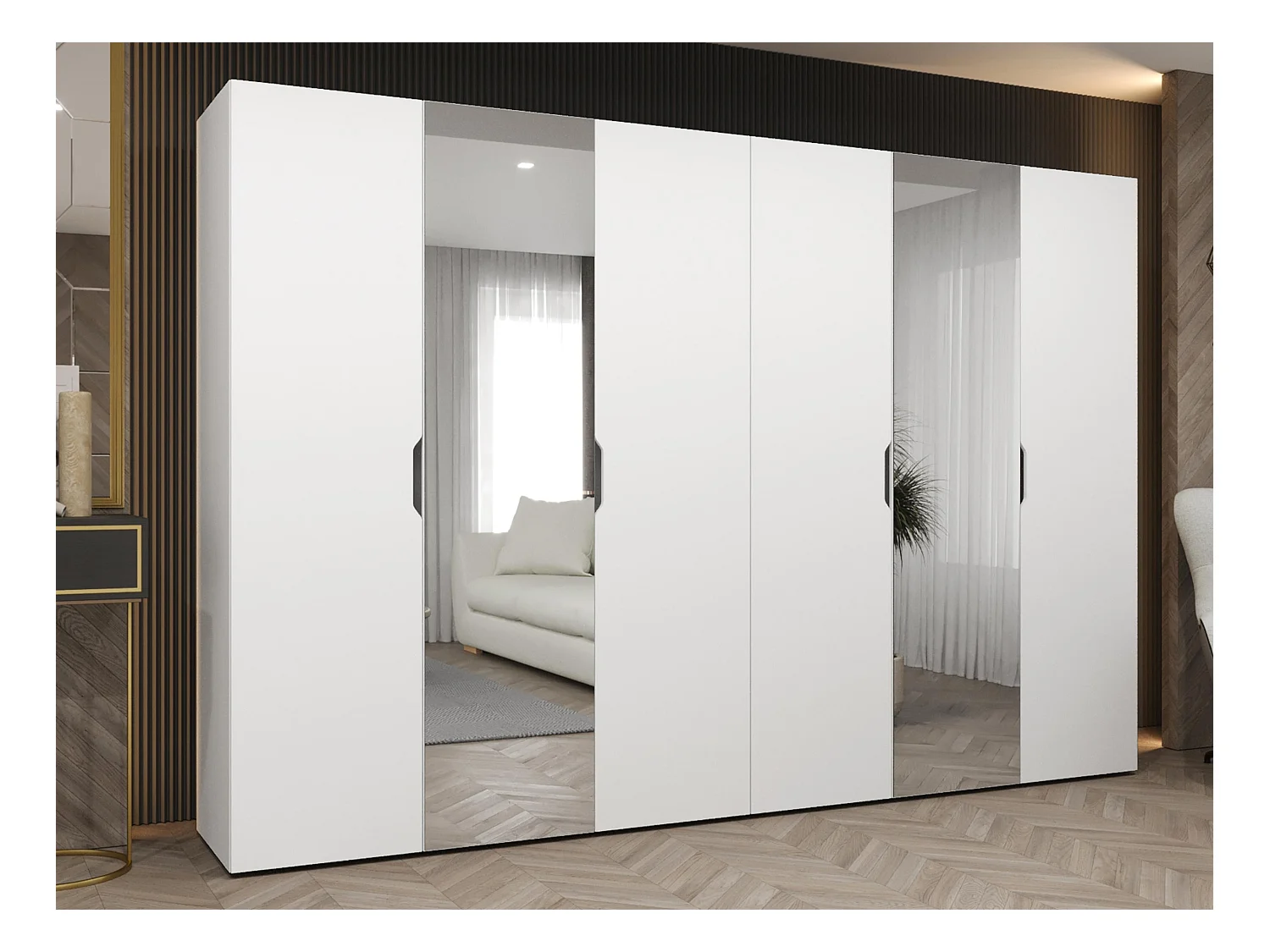Armario Hartford 518, Blanco, 202x300x50cm, Puertas de armario: Con bisagras