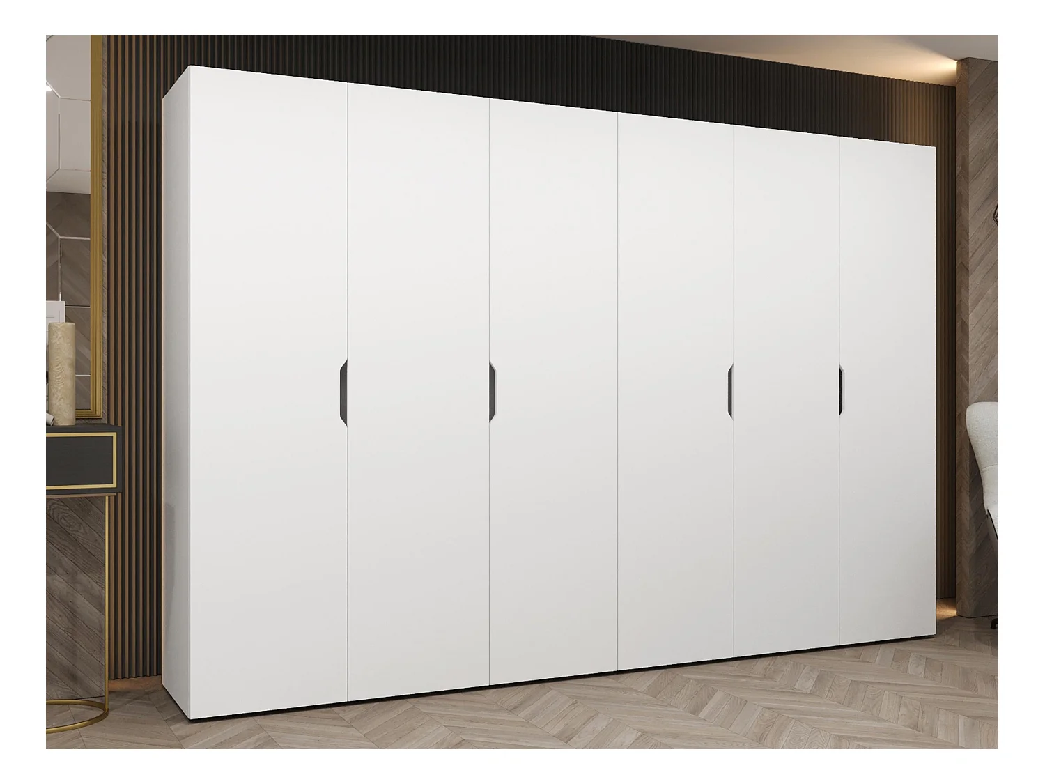 Armoire Hartford 517, Blanc, 202x300x50cm, Portes d'armoire: Avec des charnières