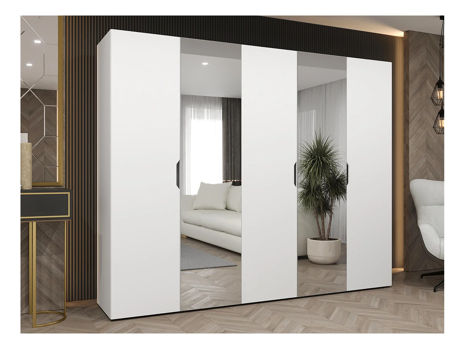 Armario Hartford 516, Blanco, 202x250x50cm, Puertas de armario: Con bisagras