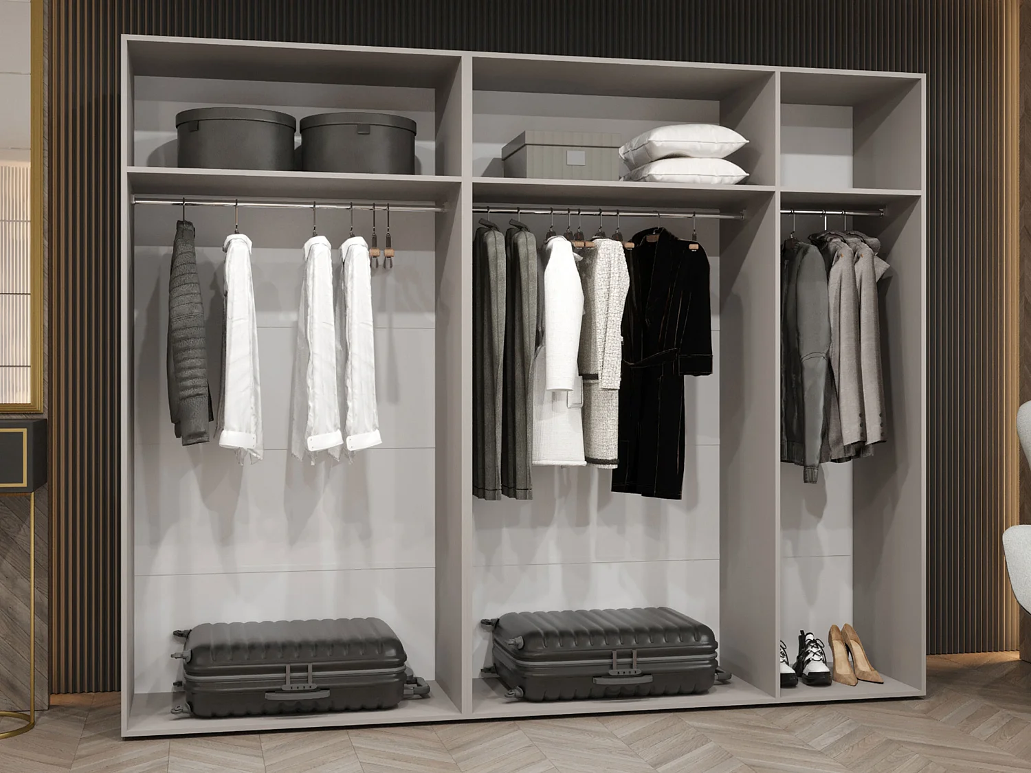 Armario Hartford 516, Blanco, 202x250x50cm, Puertas de armario: Con bisagras