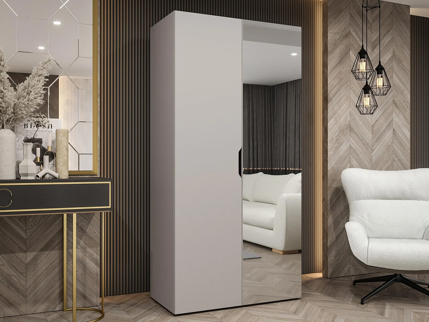 Armoire Hartford 510, Cachemire, 202x100x50cm, Portes d'armoire: Avec des charnières