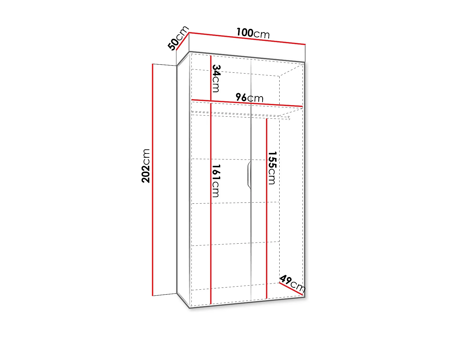 Armoire Hartford 510, Cachemire, 202x100x50cm, Portes d'armoire: Avec des charnières