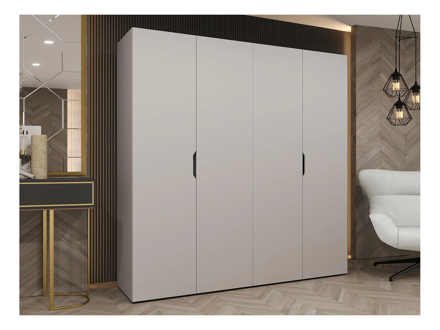 Armoire Hartford 513, Cachemire, 202x200x50cm, Portes d'armoire: Avec des charnières