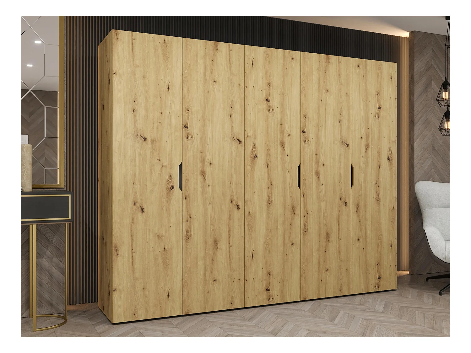 Armoire Hartford 515, Chêne Artisan, 202x250x50cm, Portes d'armoire: Avec des charnières