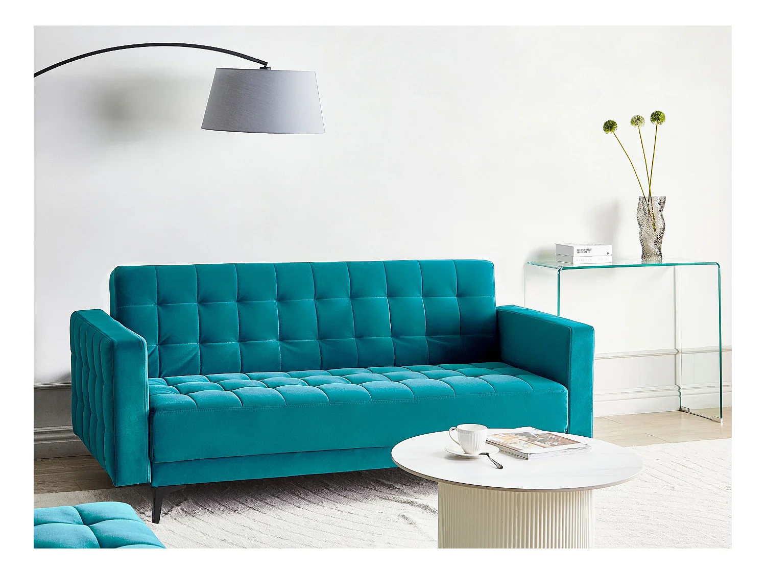 Sofá cama ABERDEEN Terciopelo Azul verdoso 3 plazas