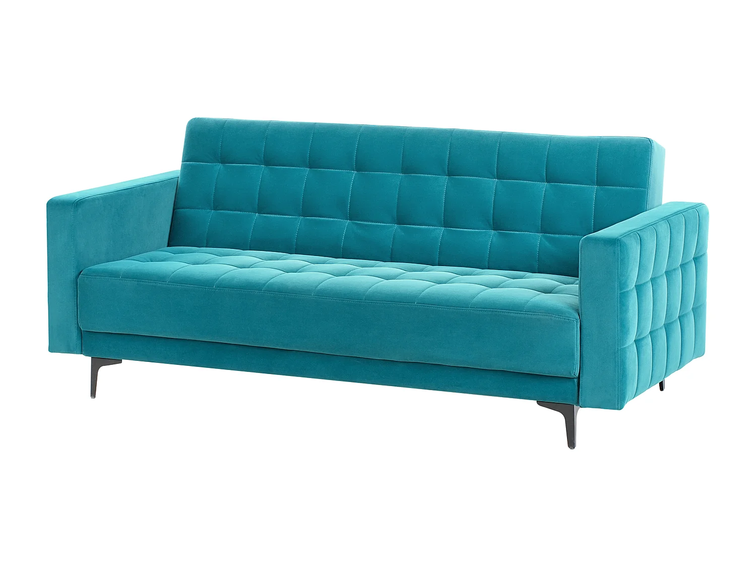 Sofá-cama ABERDEEN Veludo Azul turquesa 3 lugares