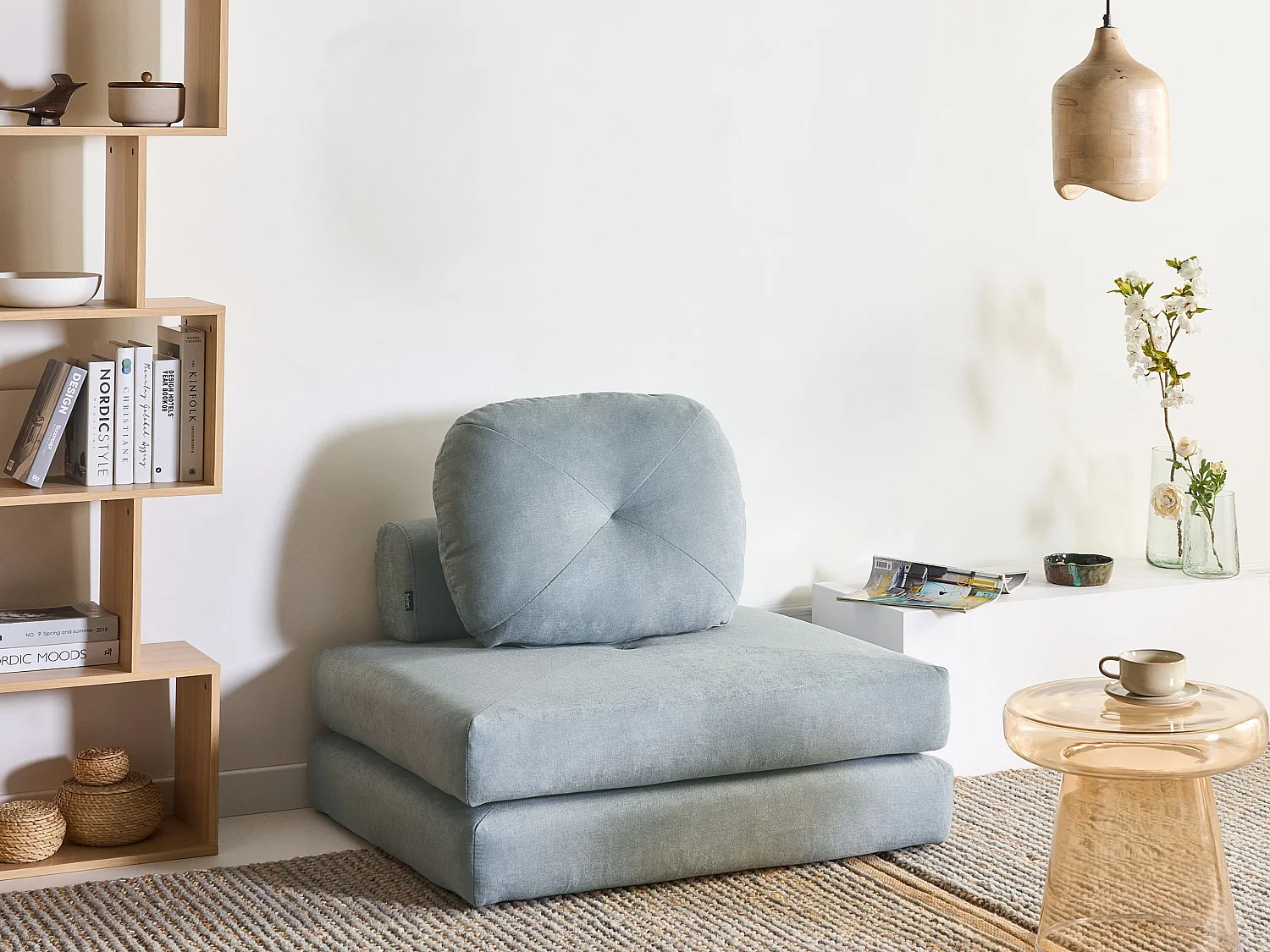 Fauteuil convertible OLDEN Tissu Bleu clair