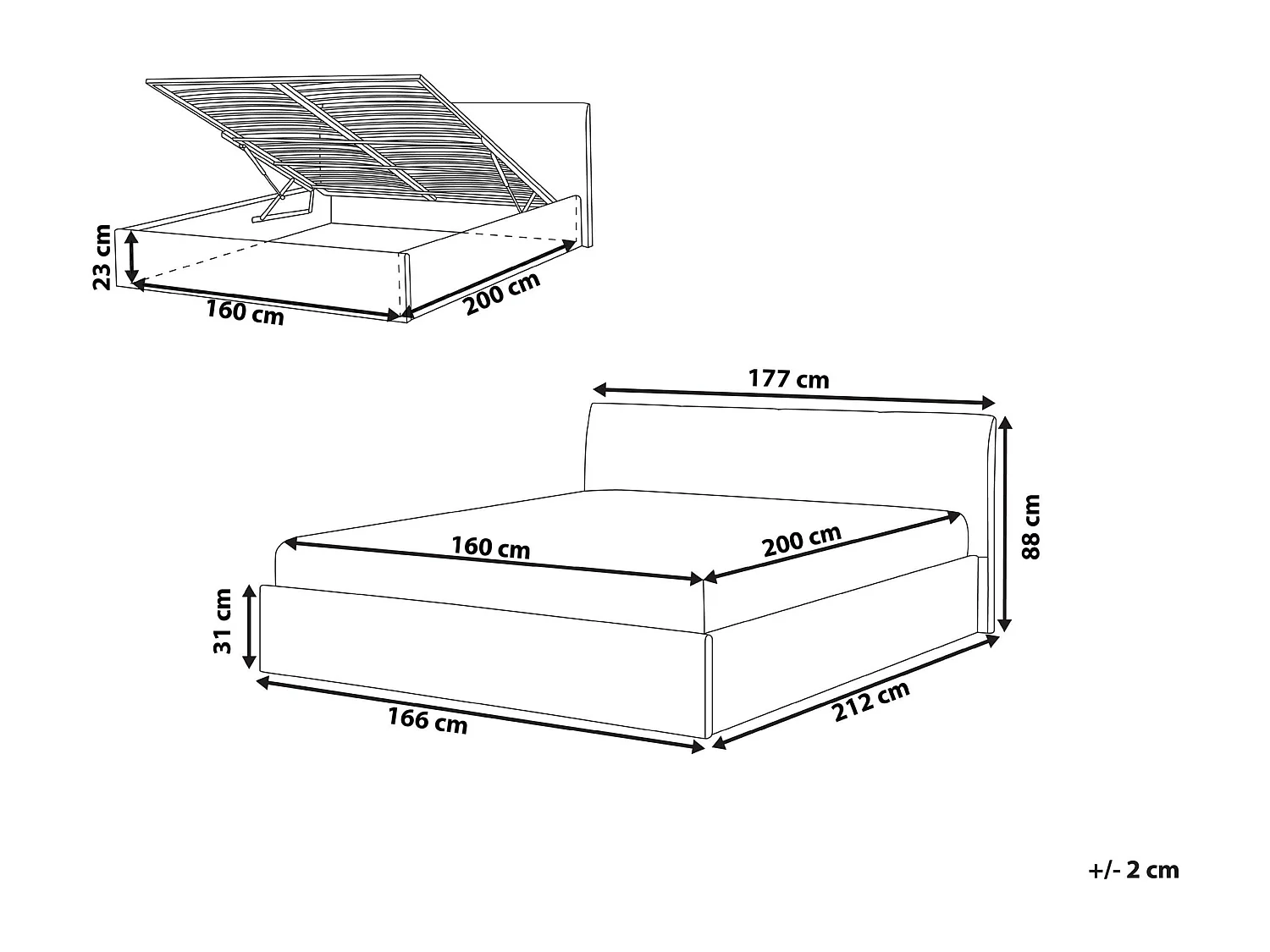 Bett mit Stauraum Bouclé ORBEY 160 x 200 cm Cremeweiss