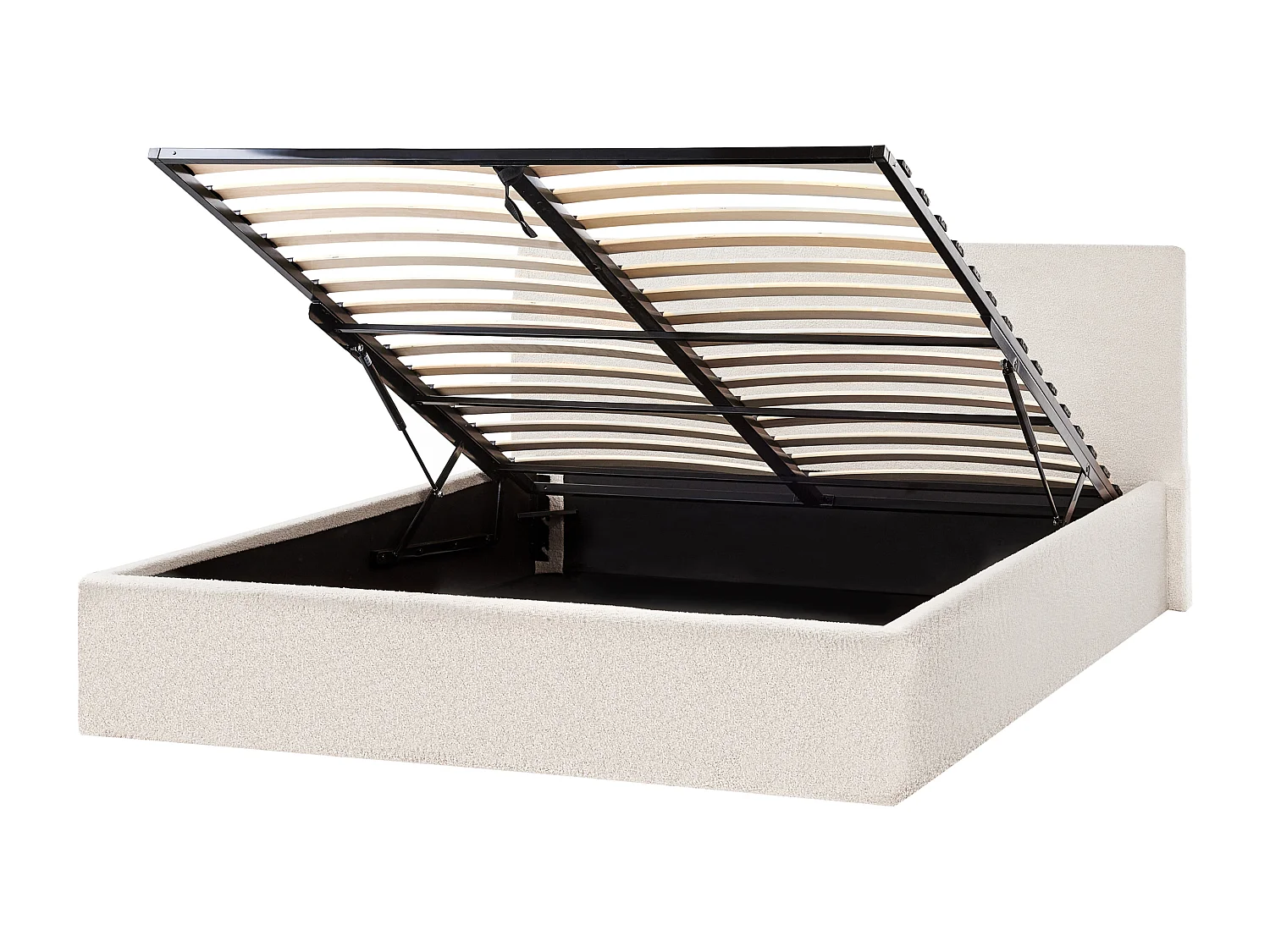 Bed met opbergruimte Bouclé ORBEY 160 x 200 cm Gebroken wit