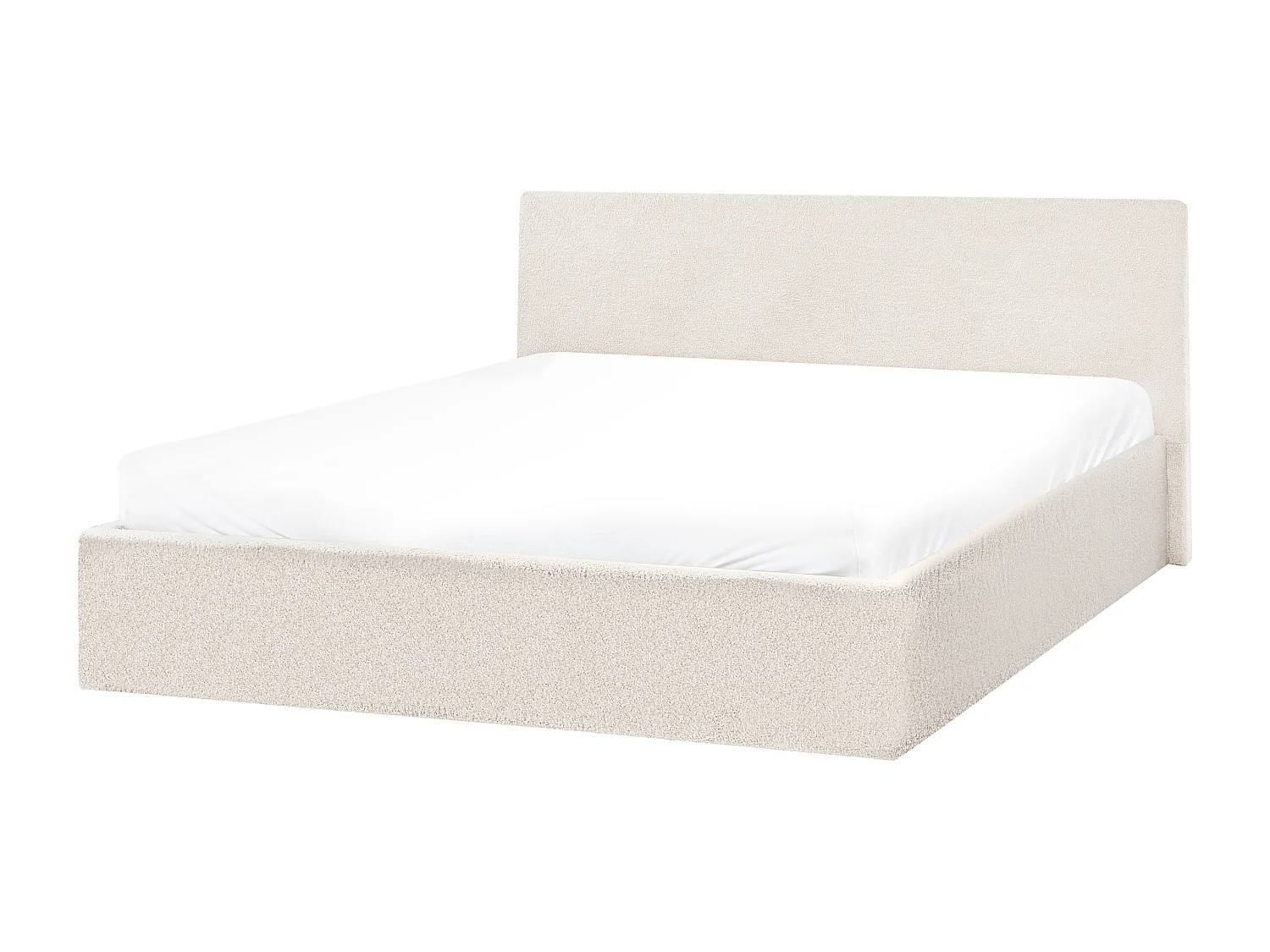 Bed met opbergruimte Bouclé ORBEY 160 x 200 cm Gebroken wit