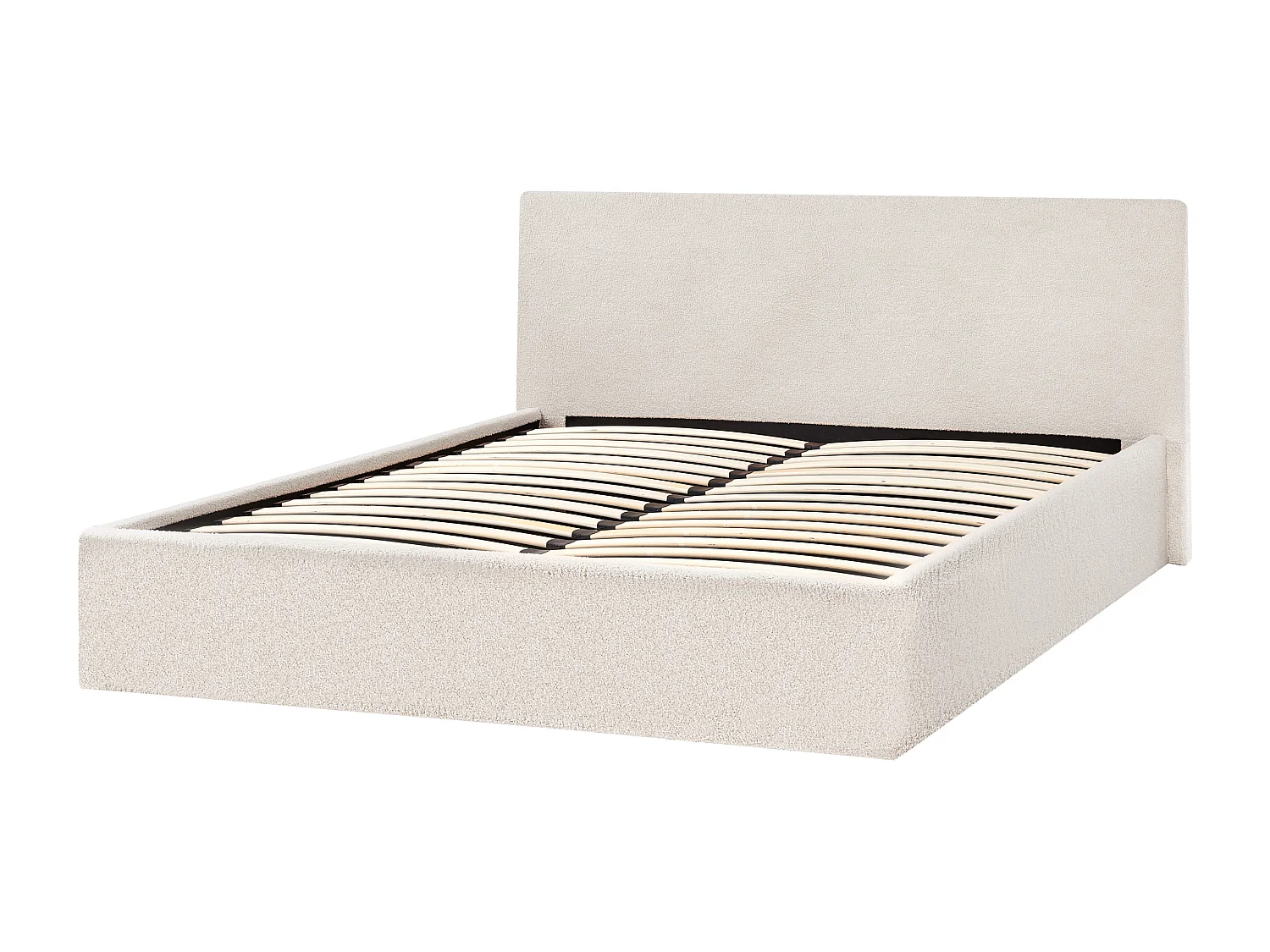 Bed met opbergruimte Bouclé ORBEY 160 x 200 cm Gebroken wit