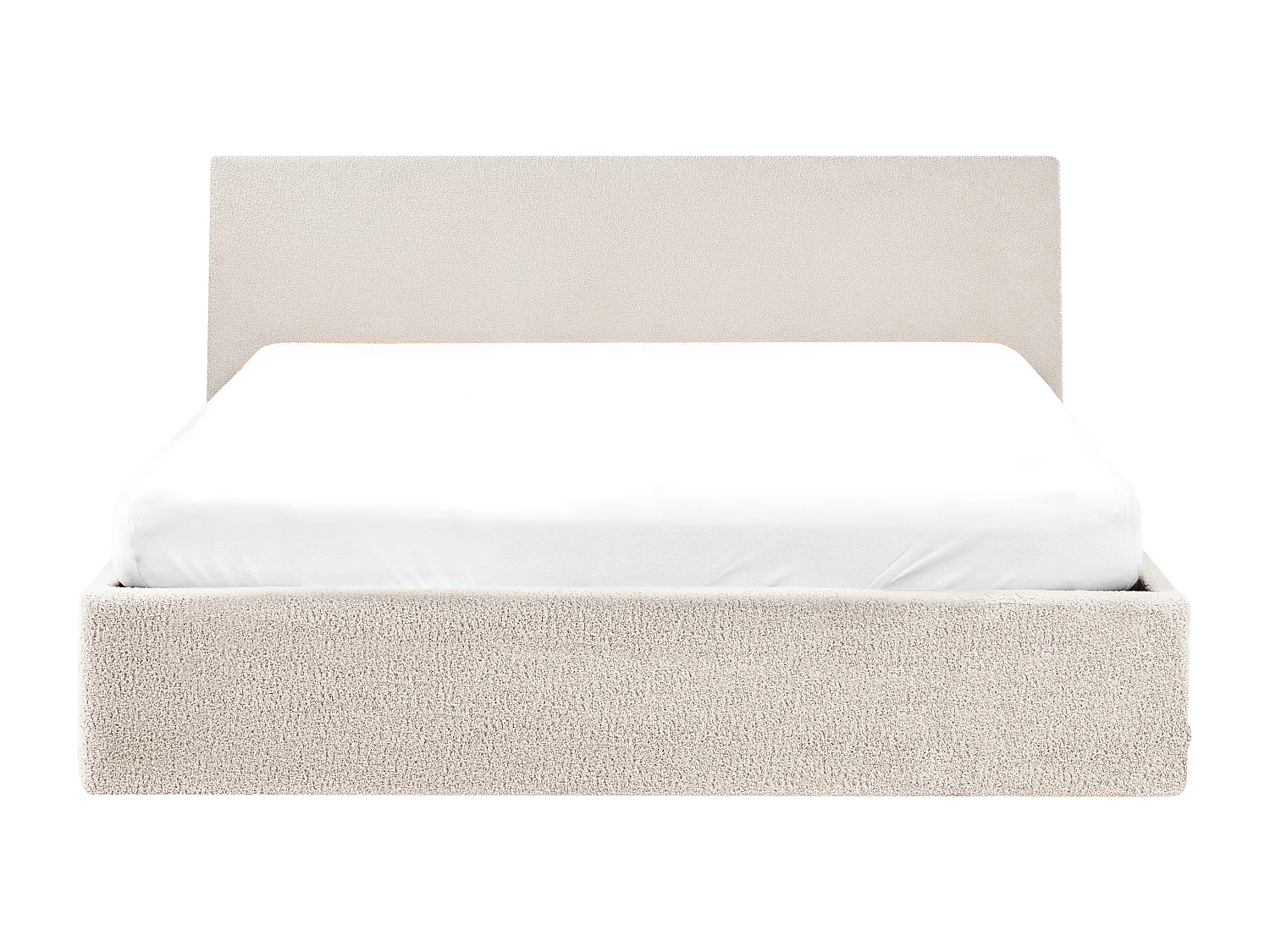 Bed met opbergruimte Bouclé ORBEY 160 x 200 cm Gebroken wit