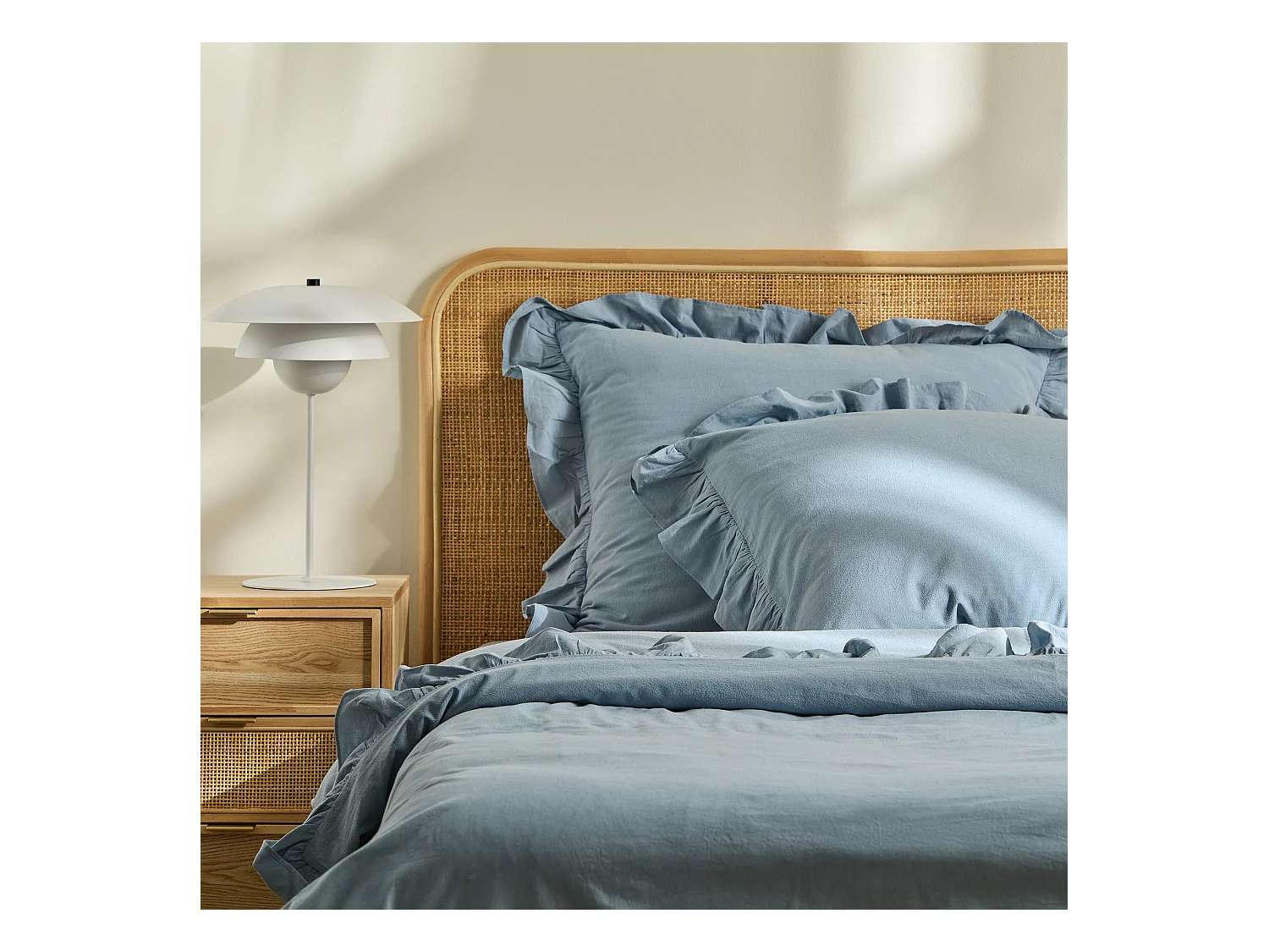 Bettwäsche Falbines mittelblau 200 x 220 cm