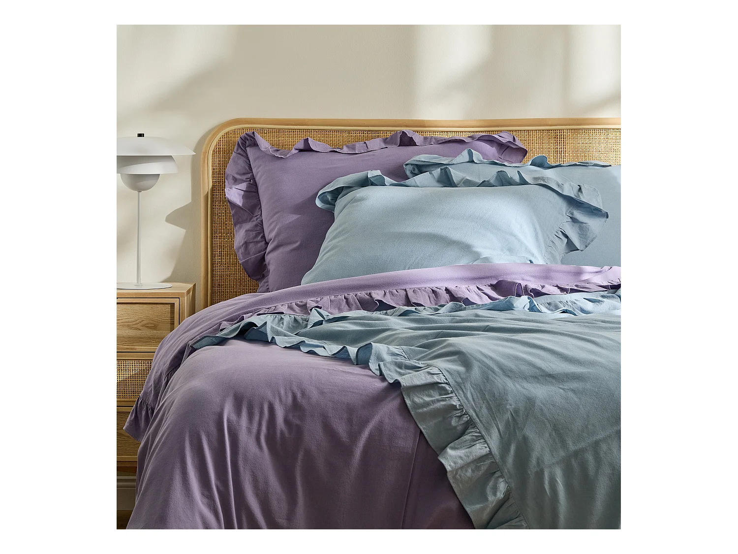 Bettwäsche Falbines mittelblau 200 x 220 cm