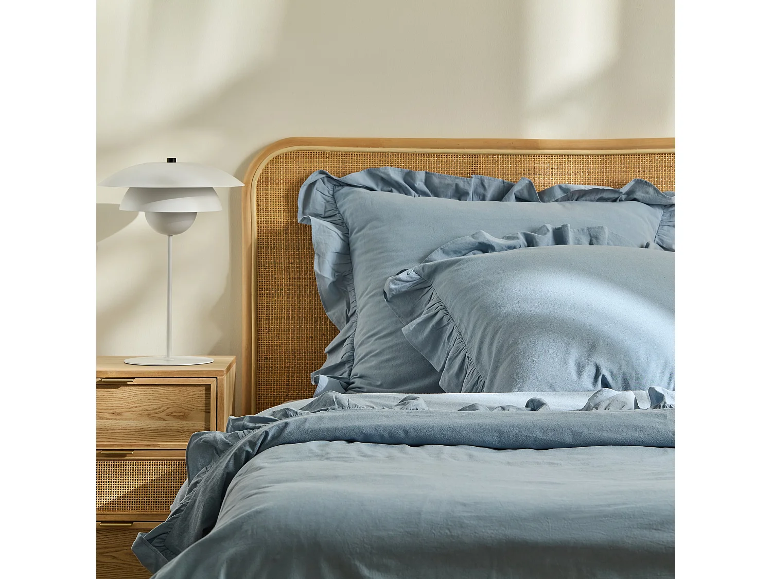 Bettwäsche Falbines mittelblau 200 x 220 cm