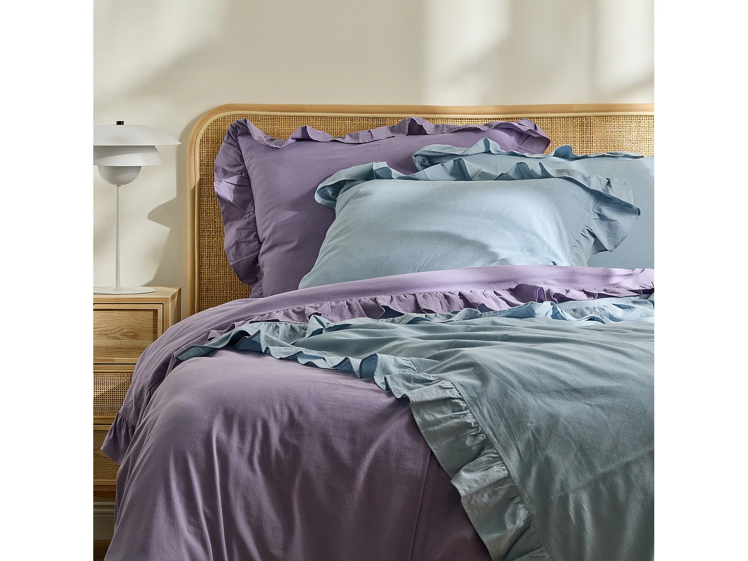 Bettwäsche Falbines mittelblau 200 x 220 cm