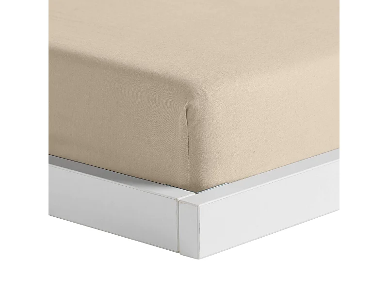 Drap housse Élégance Beige Clair Coton 180x200x25