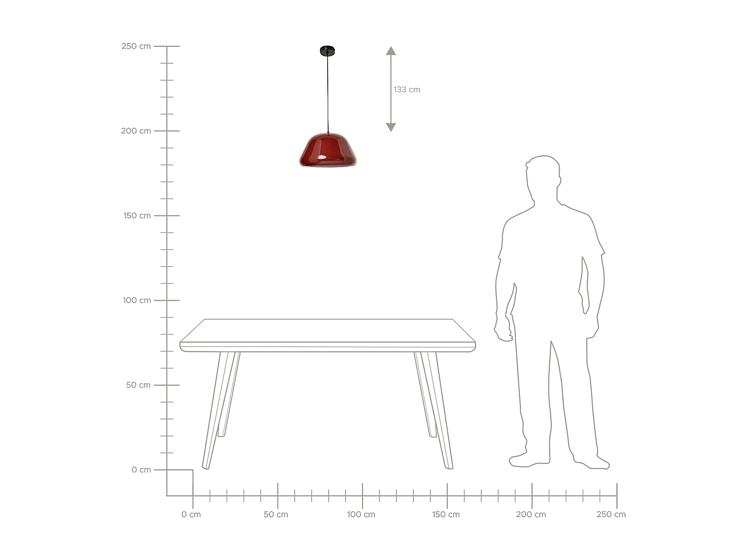 Lampe suspension JOKU Métal Rouge