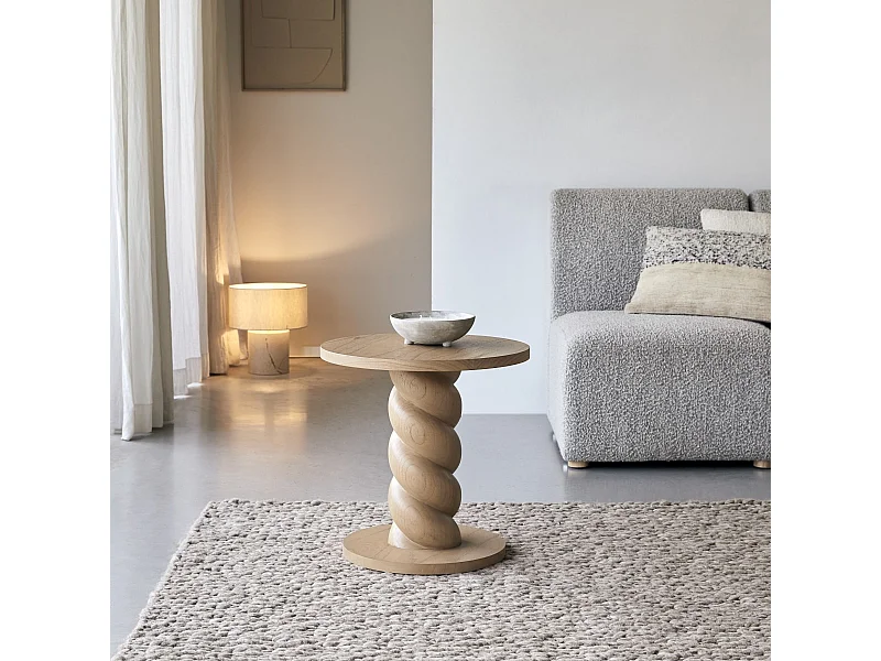 Tavolino da divano in legno di mindi Liza, cream