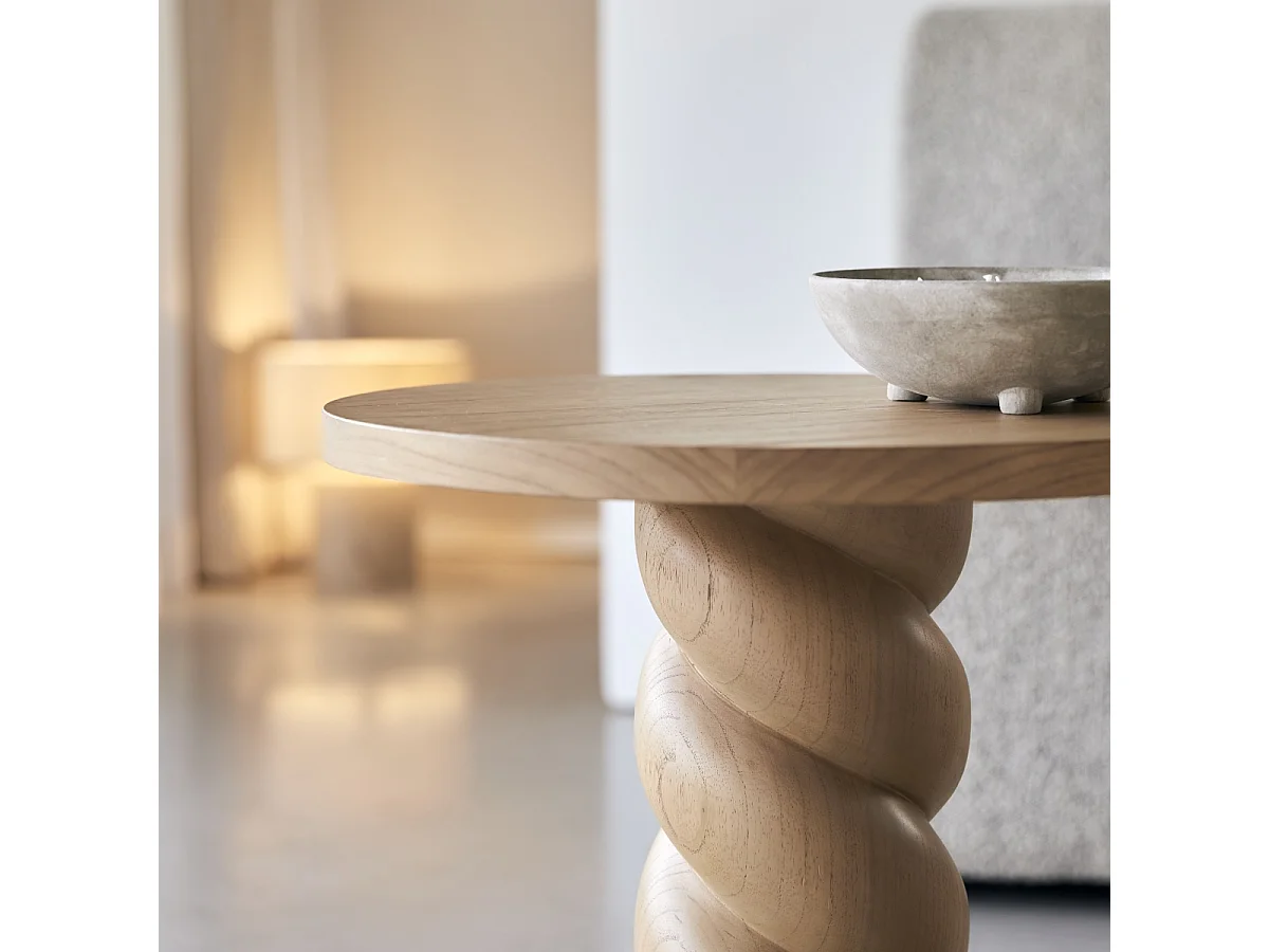 Bout de canapé en bois de mindi Liza, cream