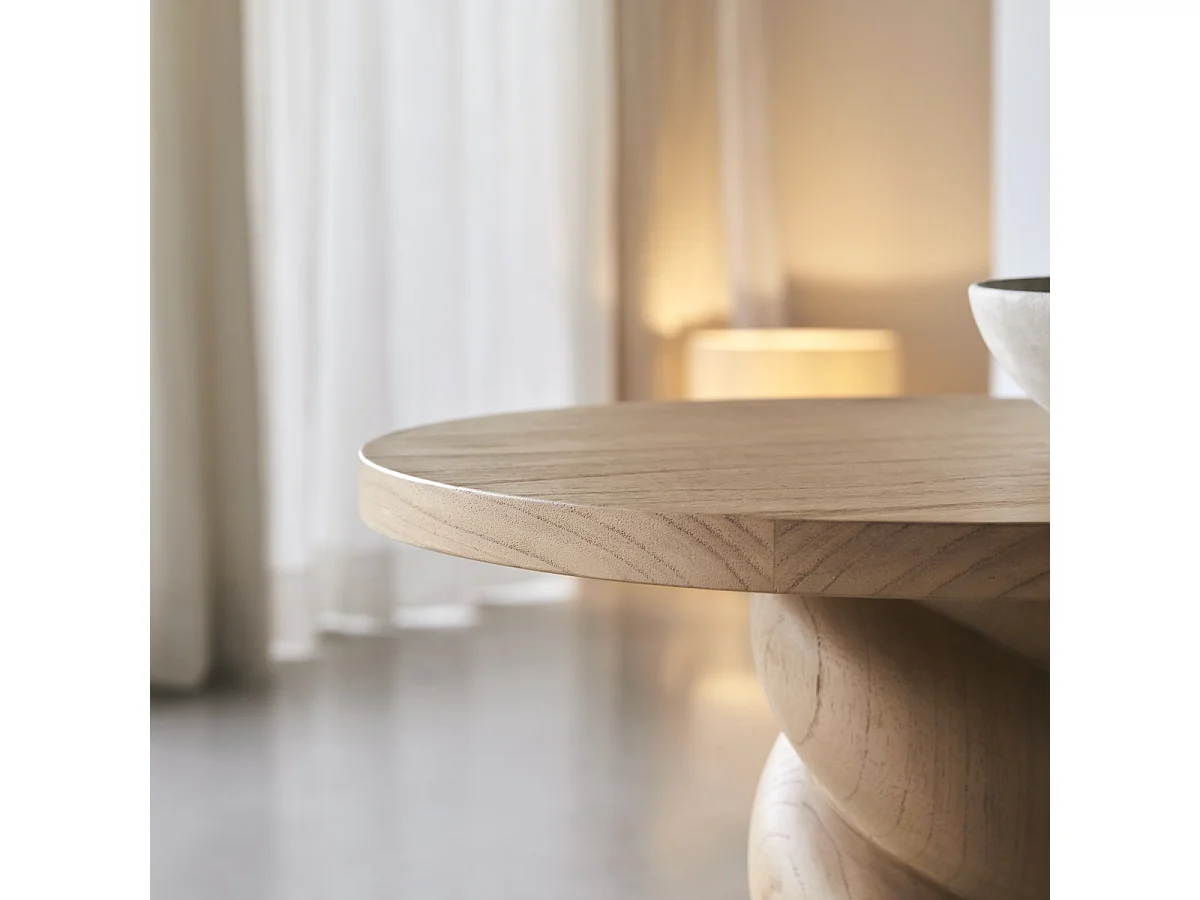 Bout de canapé en bois de mindi Liza, cream