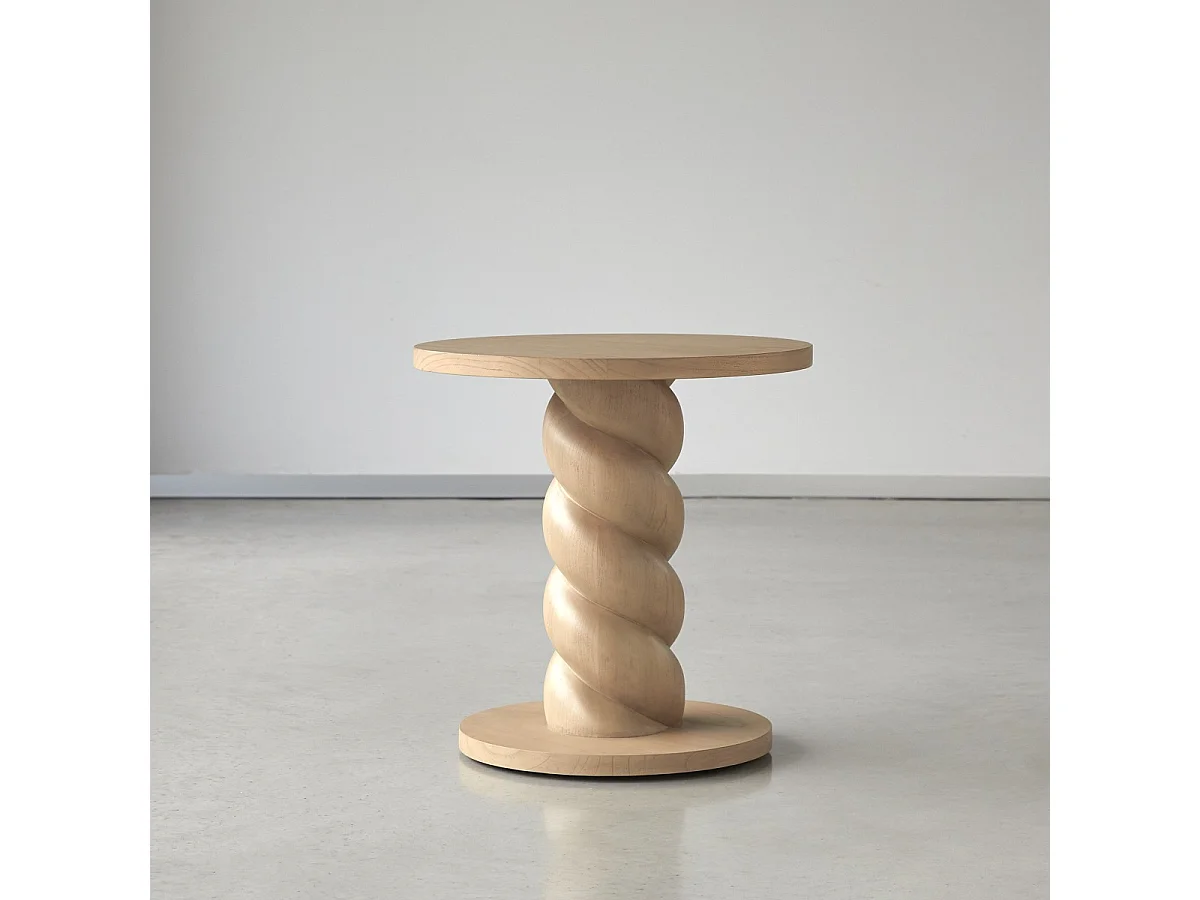 Bout de canapé en bois de mindi Liza, cream