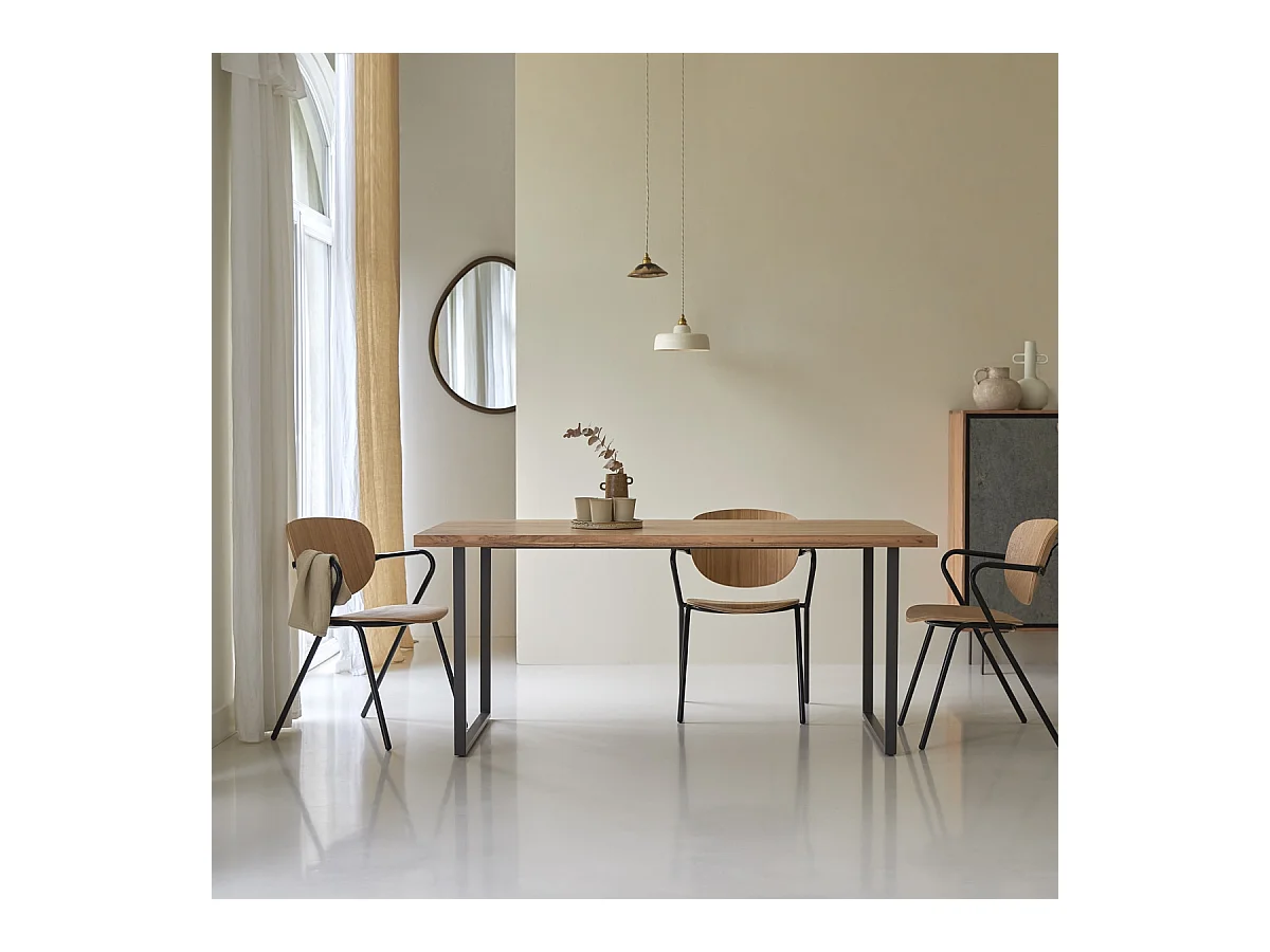 Esstisch im Materialmix aus Akazie und Metall 175 x 90 cm